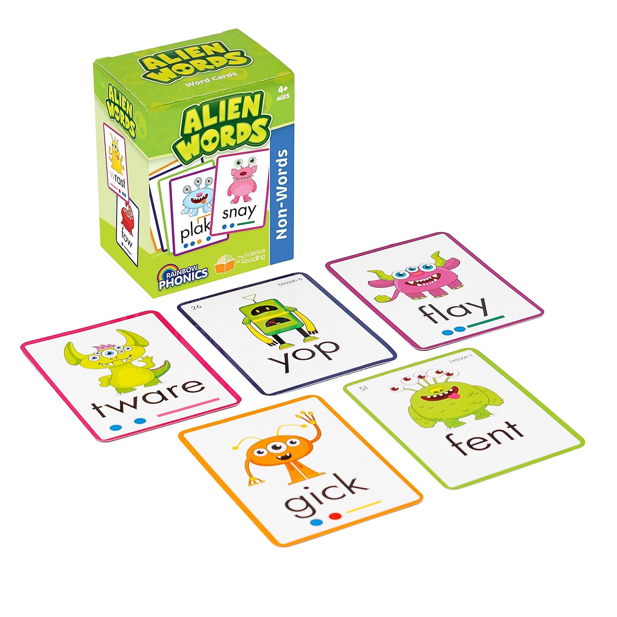 Junior Learning Rainbow Phonics Alien Word Cards, Non-Words, 148/Set (JRLRP109)