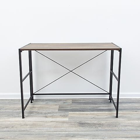 Advantus Flipshelf 40"W Workstation Desk, Wood Grain/Black (39347)