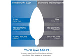 Viribright 2.5-Watts Daylight LED Specialty Bulb, 12/Pack (650194)