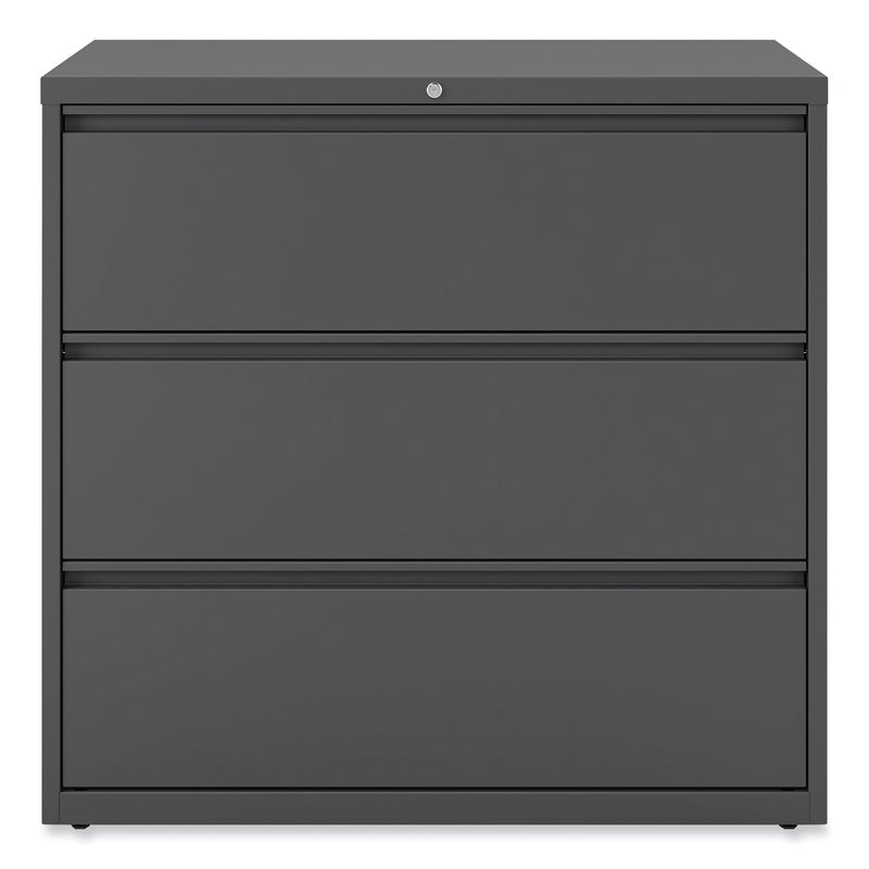Alera 3-Drawer Lateral File Cabinet, Letter/Legal Size, Lockable, 40.25"H x 42"W x 18.63"D, Charcoal (ALEHLF4241CC)
