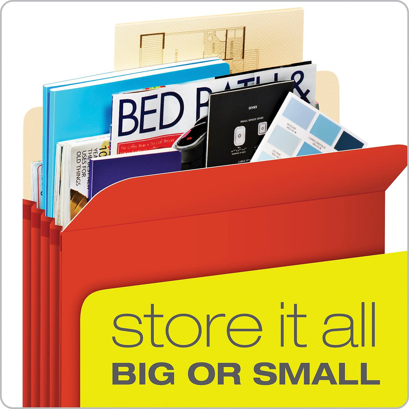Pendaflex Color Reinforced File Pocket, 3 1/2" Expansion, Letter Size, Red (1524E RED)