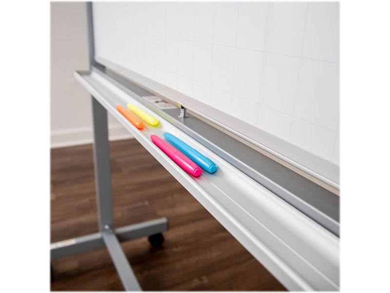 Luxor Dry-Erase Mobile Combination Ghost Grid/Whiteboard, Aluminum Frame, 36" x 48" (MB4836LB)