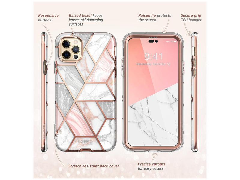 i-Blason Cosmo Marble Pink Case for iPhone 14 Pro Max (iPhone2022Pro-6.7-Cosmo-SP-Marble)