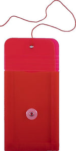 JAM Paper Premium Plastic Filing Envelope with Button & String Closure, 4 1/4" x 6 1/4", Red, 3/Pack (473B1REX3)