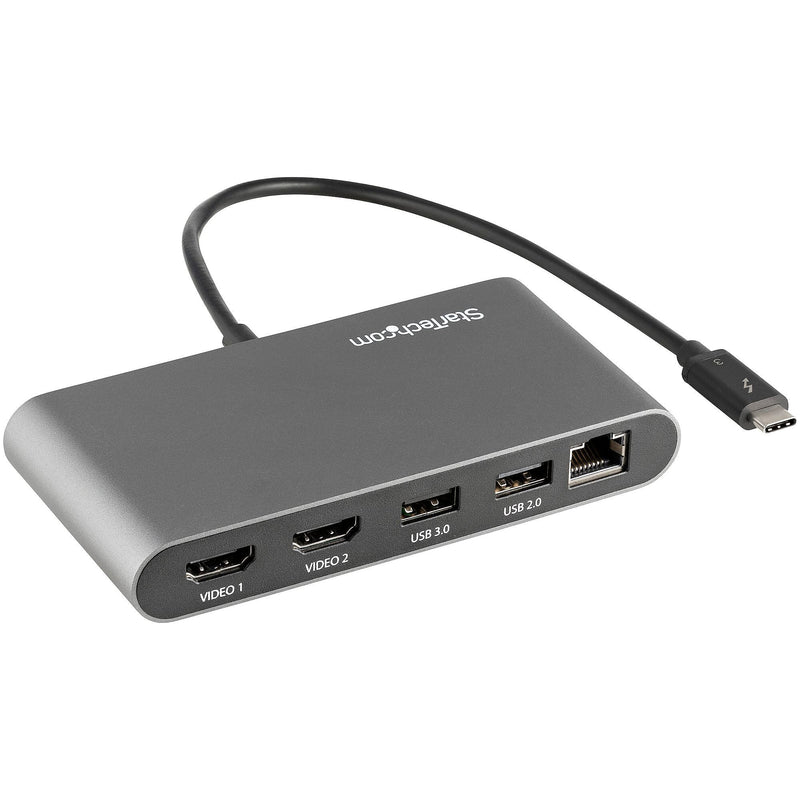 StarTech Thunderbolt 3 Mini Dock Portable Dual Docking Station, Gray (TB3DKM2HDL)