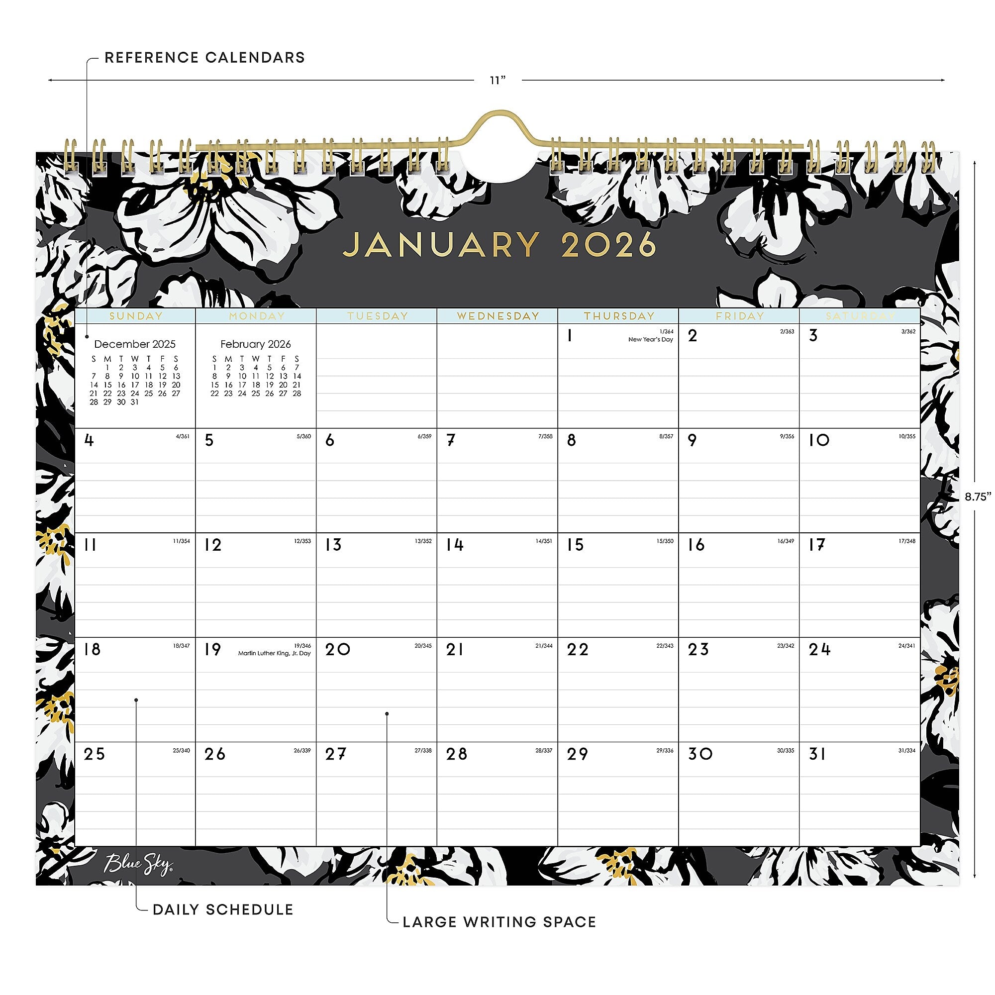 2026 Blue Sky Baccara 11" x 8.75" Monthly Desk Calendar (116052-26)