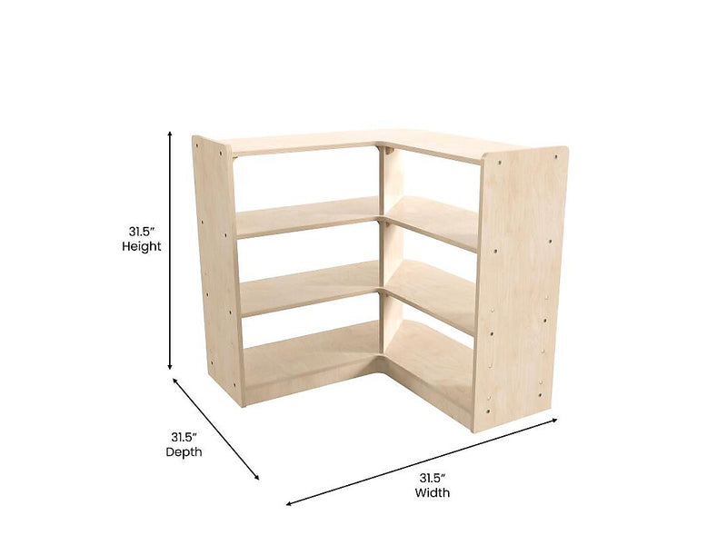 Flash Furniture Bright Beginnings 6-Section Open Corner Storage Unit, 31.5"H x 31.5"W x 31.5"D, Brown (MK-KE24053-GG)