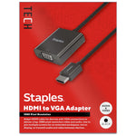 Staples TECH HDMI to VGA Audio/Video Adapter, Male to Female, Black (ST62356)