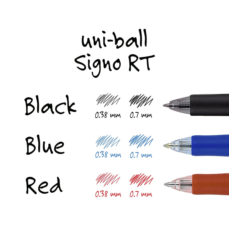 uni-ball Signo RT Gel Pens, Medium Point, 0.7mm, Black Ink, Dozen (65940)