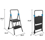Cosco Commercial 2-Step Folding Stool, 300 lb Capacity, Gray (CSC11829GGB)