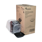 Pactiv Evergreen EarthChoice Vented Dual Color Microwavable Hinged Lid Container, 38oz, Black/Clear, Plastic, 150/CT