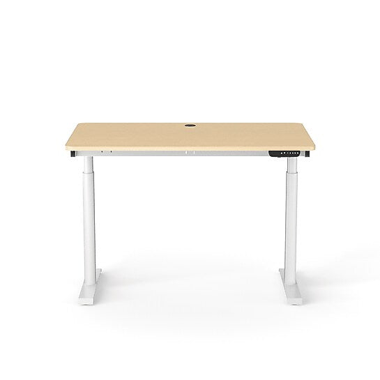 VersaDesk PowerLift 48"W Electric Rectangular Adjustable Standing Desk, Maple/White (PLSDR4830-WM-APP )