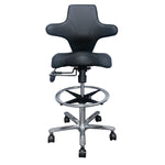 Brandt Industries Armless Vinyl Medical Stool with Backrest and Lumbar Support, Black (17800 Black)