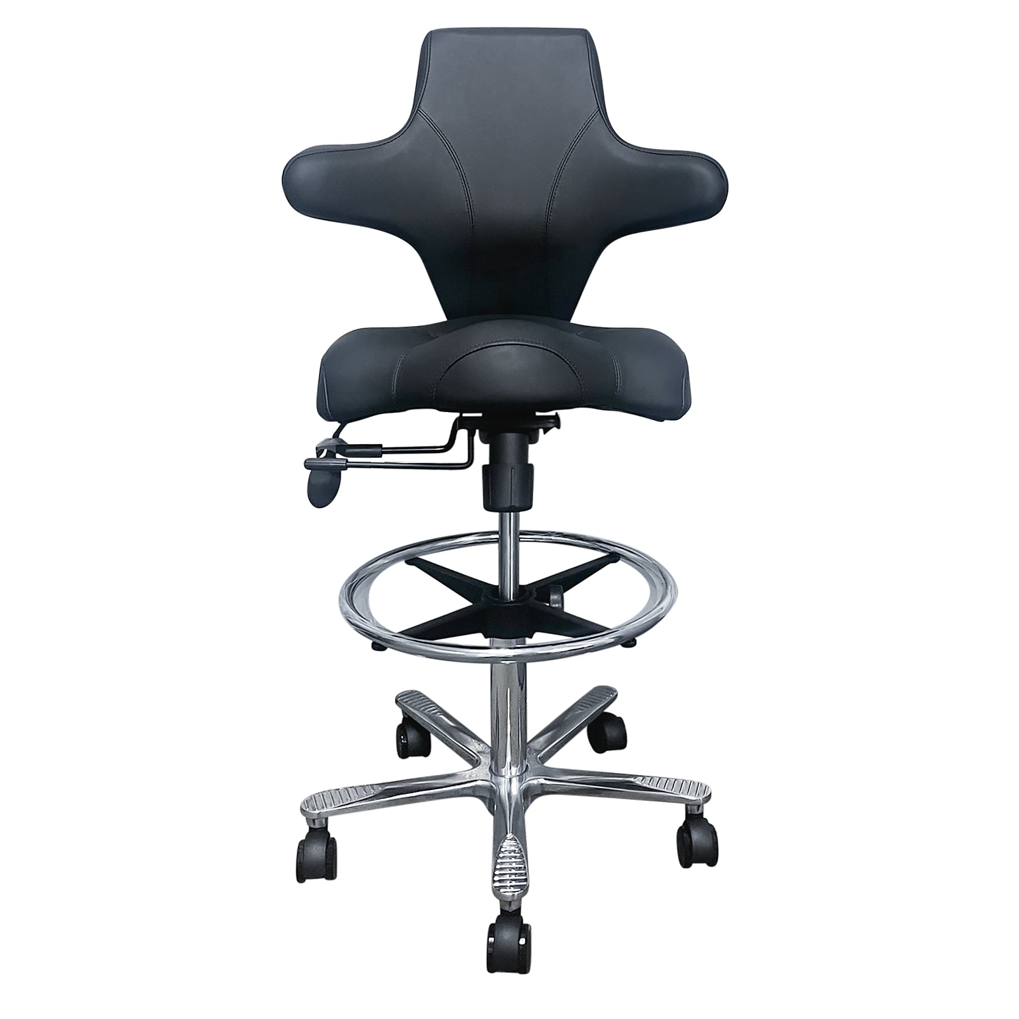 Brandt Industries Armless Vinyl Medical Stool with Backrest and Lumbar Support, Black (17800 Black)