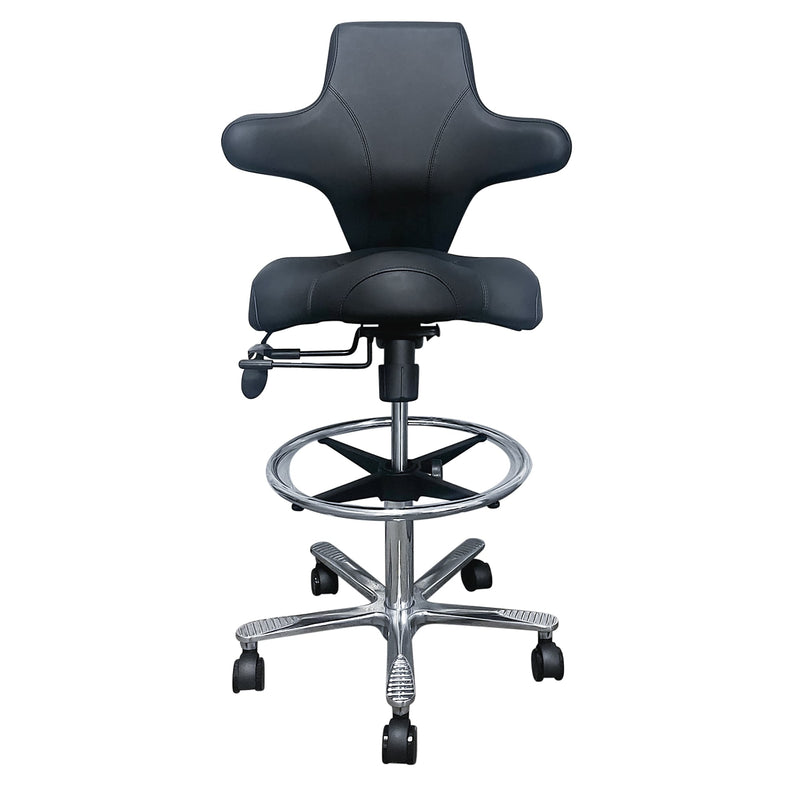 Brandt Industries Armless Vinyl Medical Stool with Backrest and Lumbar Support, Black (17800 Black)