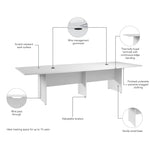 Bush Business Furniture 120W x 48D Boat Shaped Conference Table with Wood Base, White (99TB12048WHK)