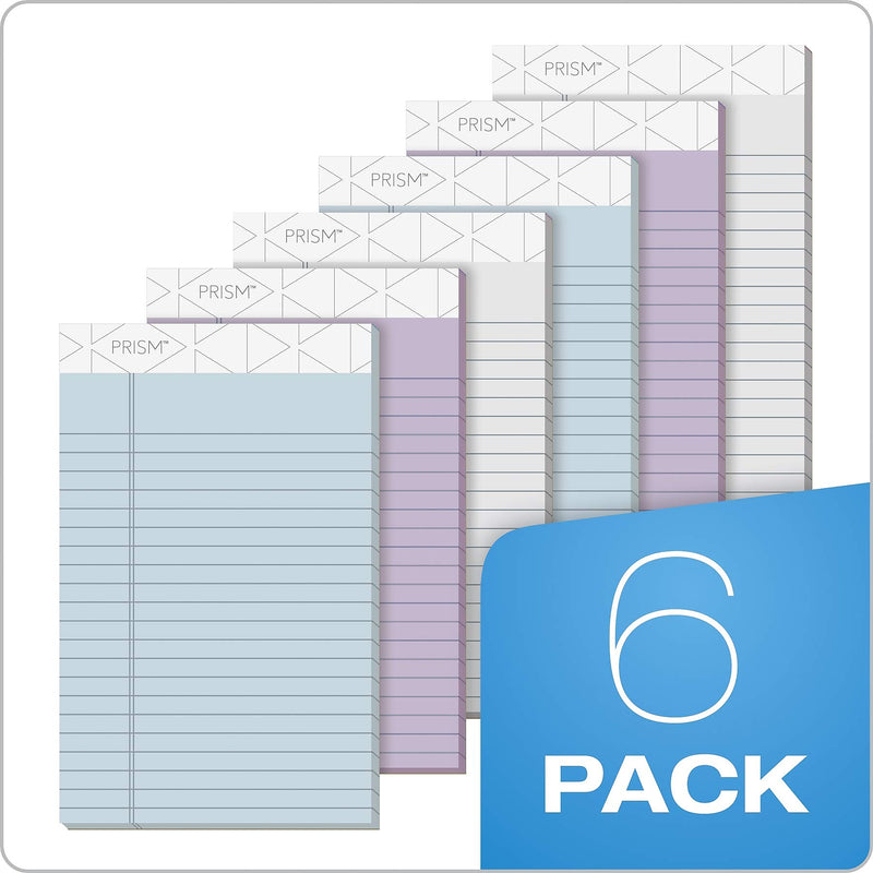 TOPS Prism Notepad, 8.5" x 11.75", Wide Ruled, Assorted, 50 Sheets/Pad, 6 Pads/Pack (TOP63116)