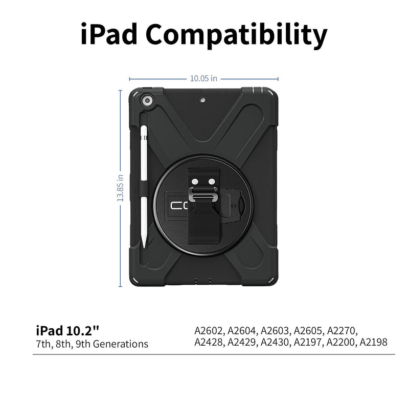 CODi Rugged Polycarbonate/Silicone Case for 10.2" iPad Gen 7/8/9, Black (C30705065)
