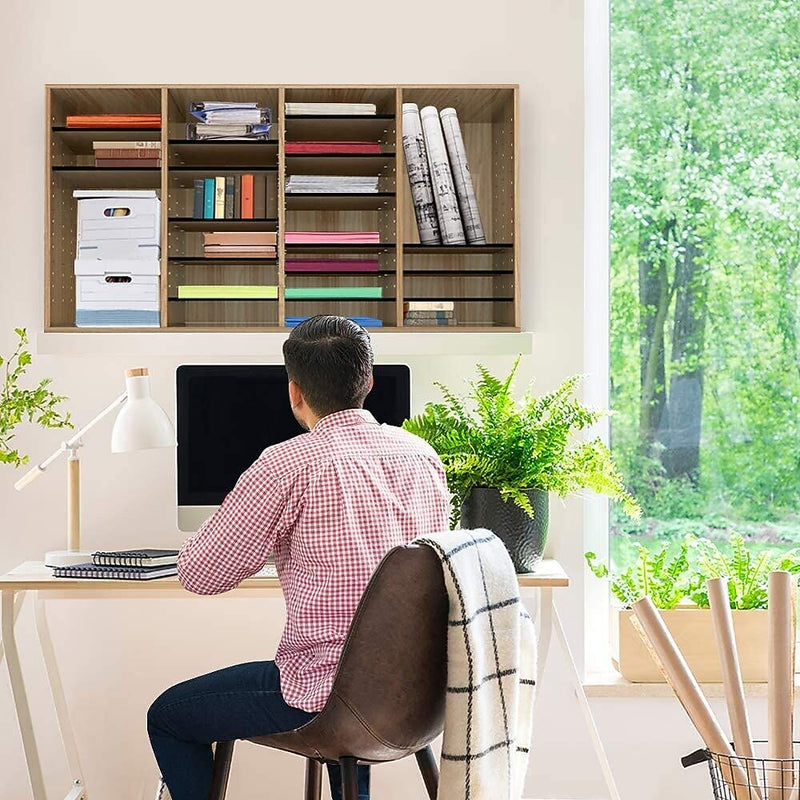AdirOffice 500 Series 36-Compartment Literature Organizers, 39.3" x 11.8", Medium Oak, 2/Pack (500-36-MEO-2PK)
