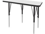 Correll Trapezoid Activity Table, 48" x 24", Height-Adjustable, Frosty White/Black (A2448DE-TRP-80)