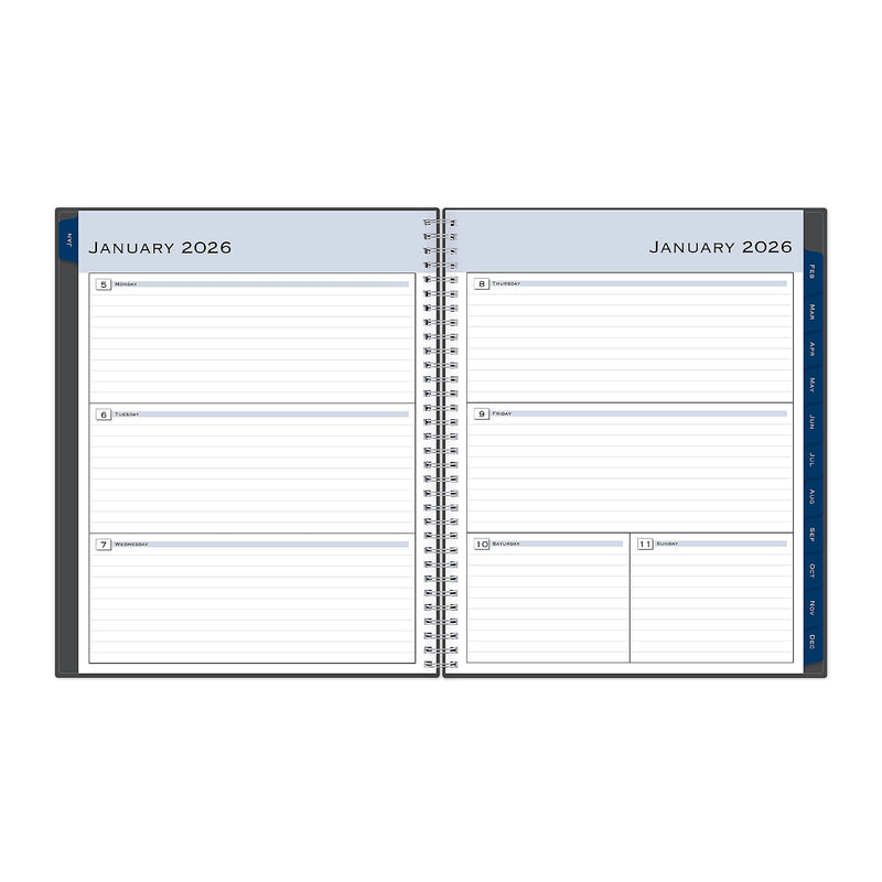 2026 Blue Sky Passages 8.5" x 11" Calendar Year Weekly & Monthly Planner, Plastic Cover, Gray (100008-26)