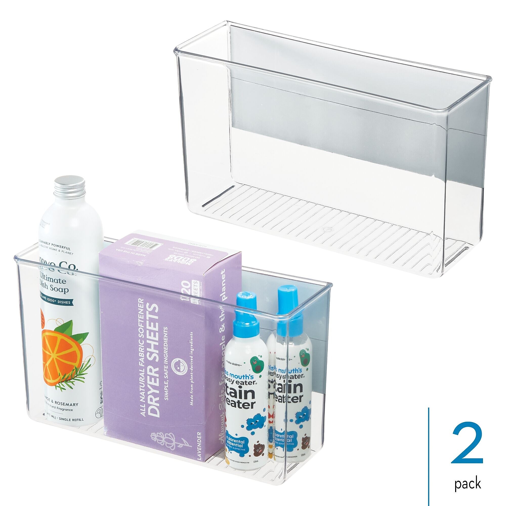 iDESIGN Magnetic Plastic Storage Bin, 6.5" x 3"x 11", Clear, 2/Pack (28016M2)