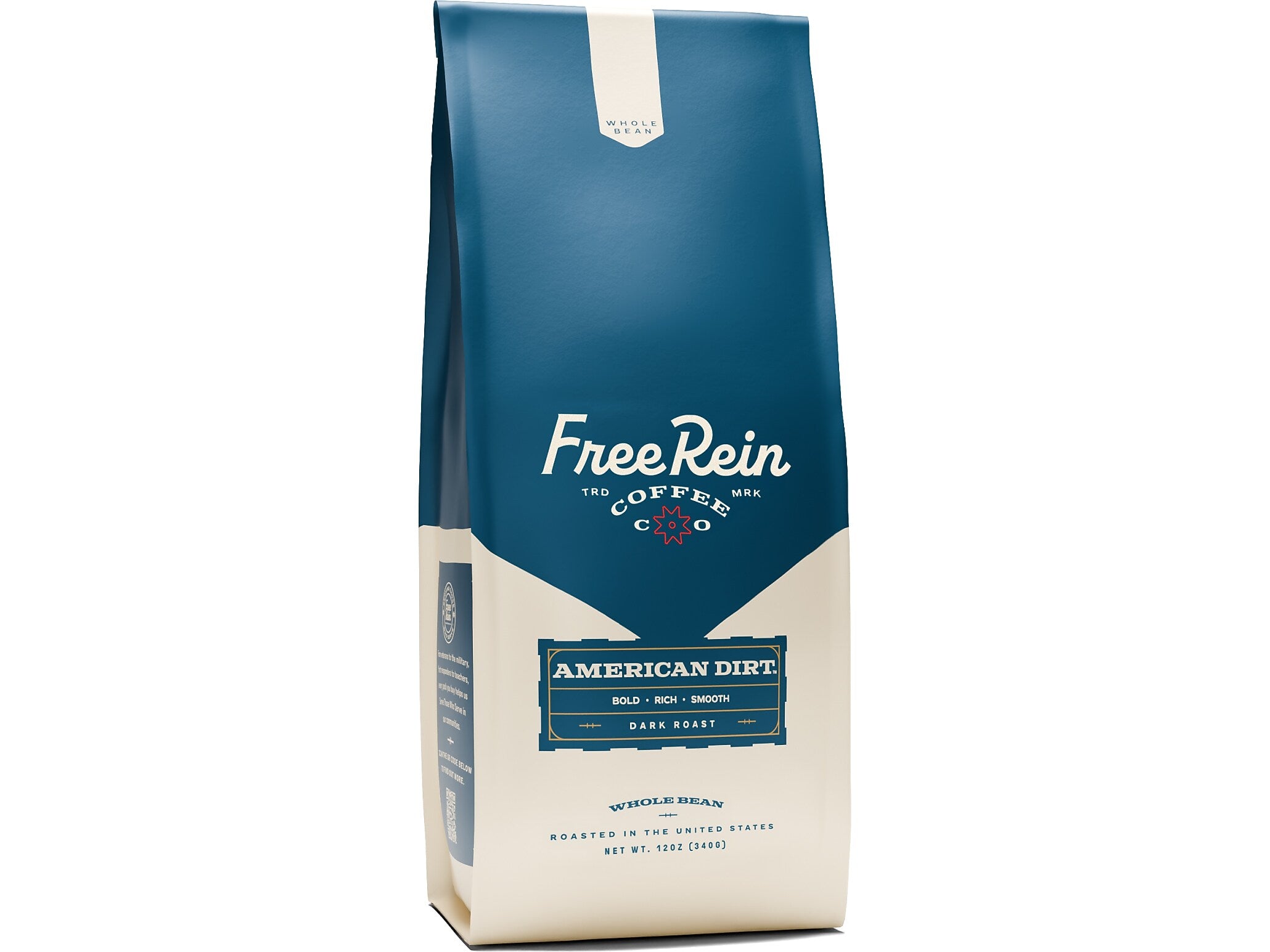 Free Rein American Dirt Whole Bean Coffee Packet, Dark Roast, 12 oz. (810138360088)