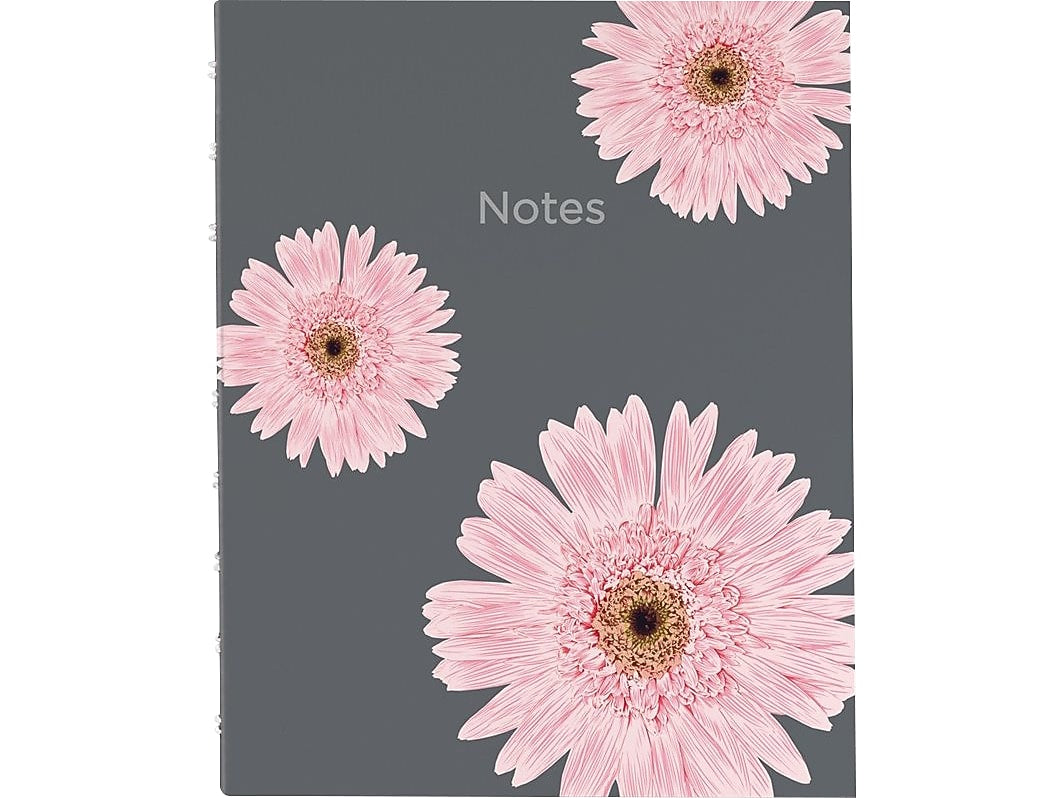 Blueline Pink Daisy NotePro Professional Notebooks, 7.25" x 9.25", College Ruled, 75 Sheets, Gray/Silver (A6016.01)
