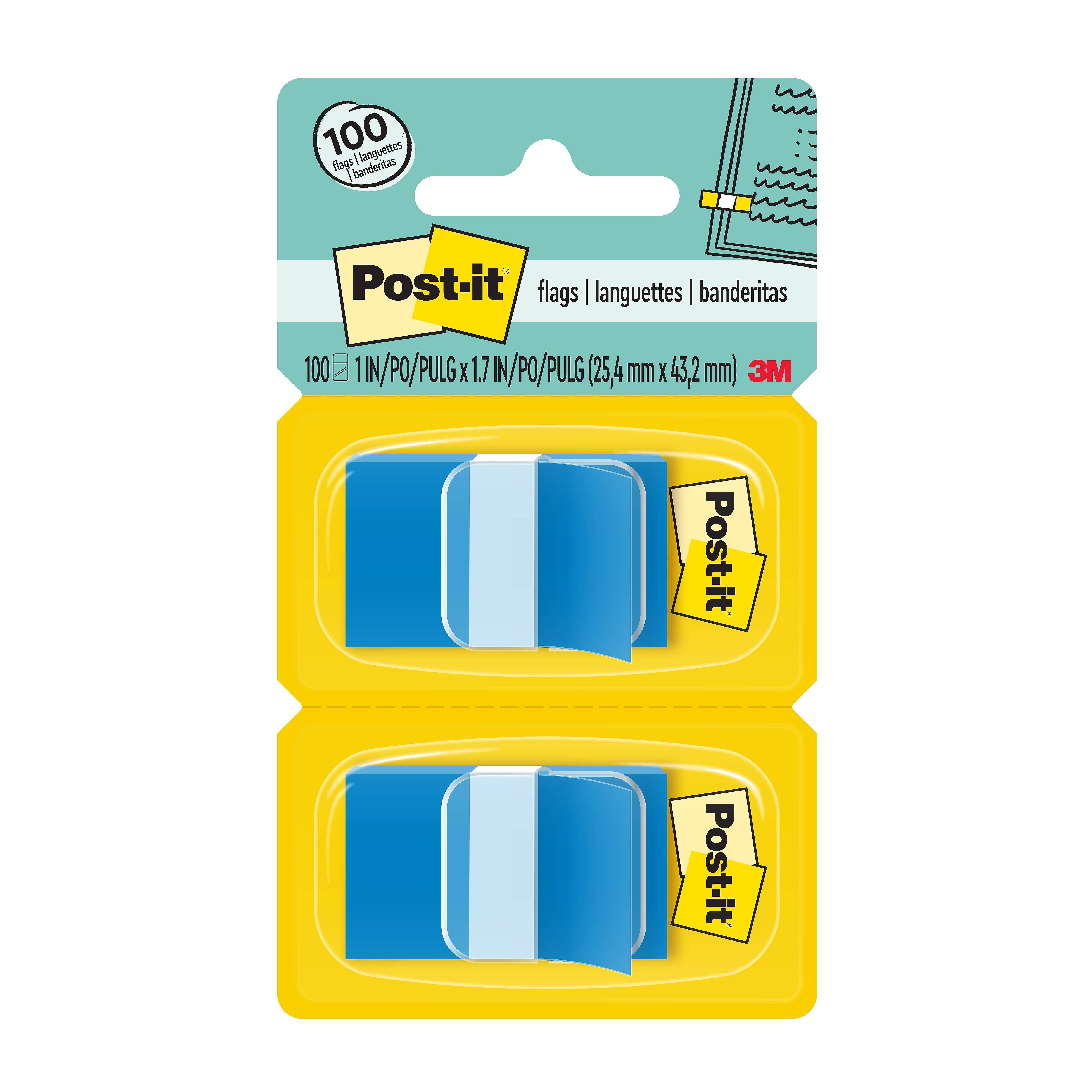 Post-it Flags, 1", Light Blue, 100 Flags/Pack (680-BB2)