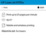 HP LaserJet M110w Wireless Black & White Printer, Print Only, Best for Home Office (7MD66F)