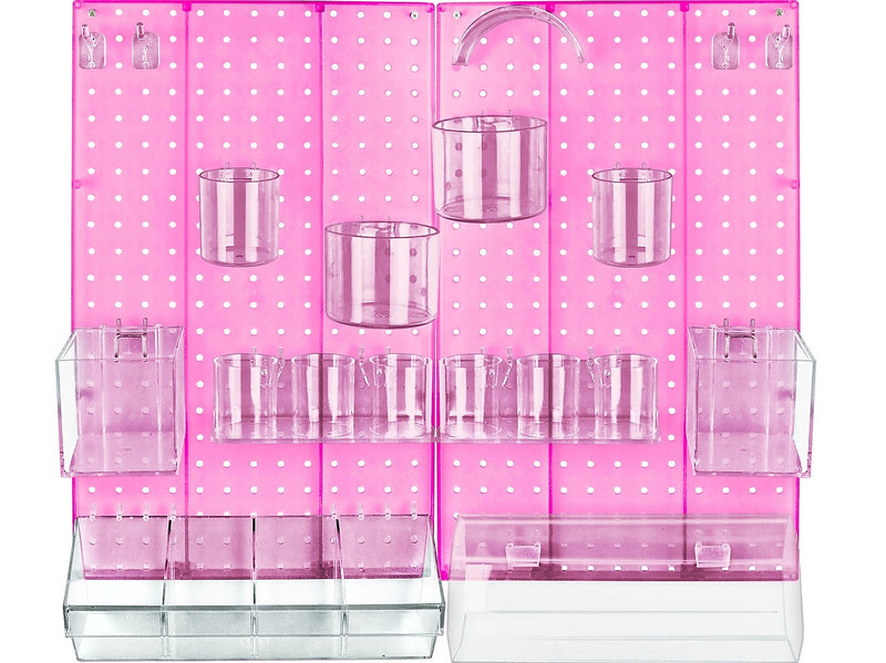 Azar 22" x 27" 24-Piece Pegboard Wall Organizer Kit, Pink, Each (900944-PNK)