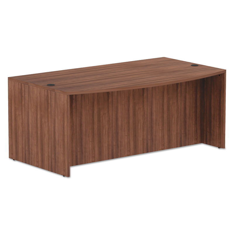 Alera® Valencia Series Bow Front Desk Shell, 71w x 41.38d x 29.63h, Modern Walnut