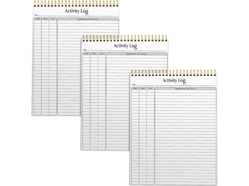 Better Office Activity Log Notepad & Refill, 8.5" x 11", Ruled, White, 50 Sheets/Pad, 3 Pads/Pack (25827-3PK)