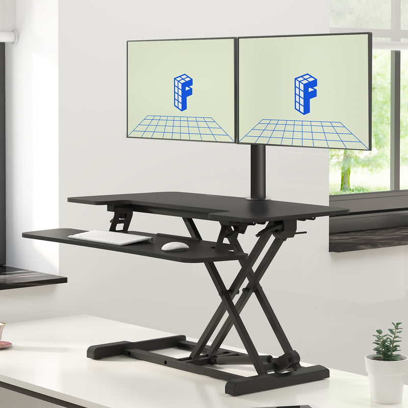 FlexiSpot Adjustable Dual Monitor Arm Mount for Sit-Stand Riser, Up To 30" Monitor, Black (D1D-E)