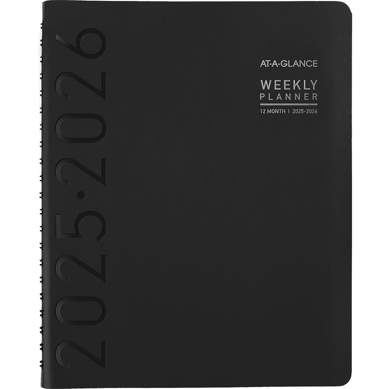 2025-2026 AT-A-GLANCE Contemporary 8.25" x 11" Academic Year Weekly & Monthly Planner, Faux Leather Cover, Black (70-957X-05-26)