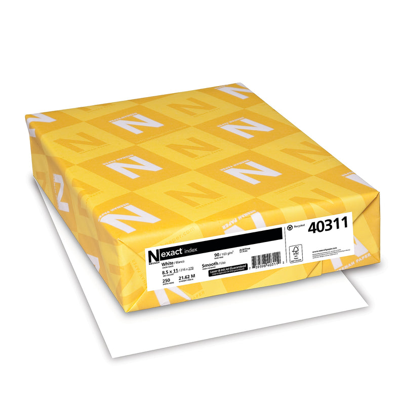 Exact 90 lb. Index Paper, 8.5" x 11", White, 250 Sheets/Pack (40311)