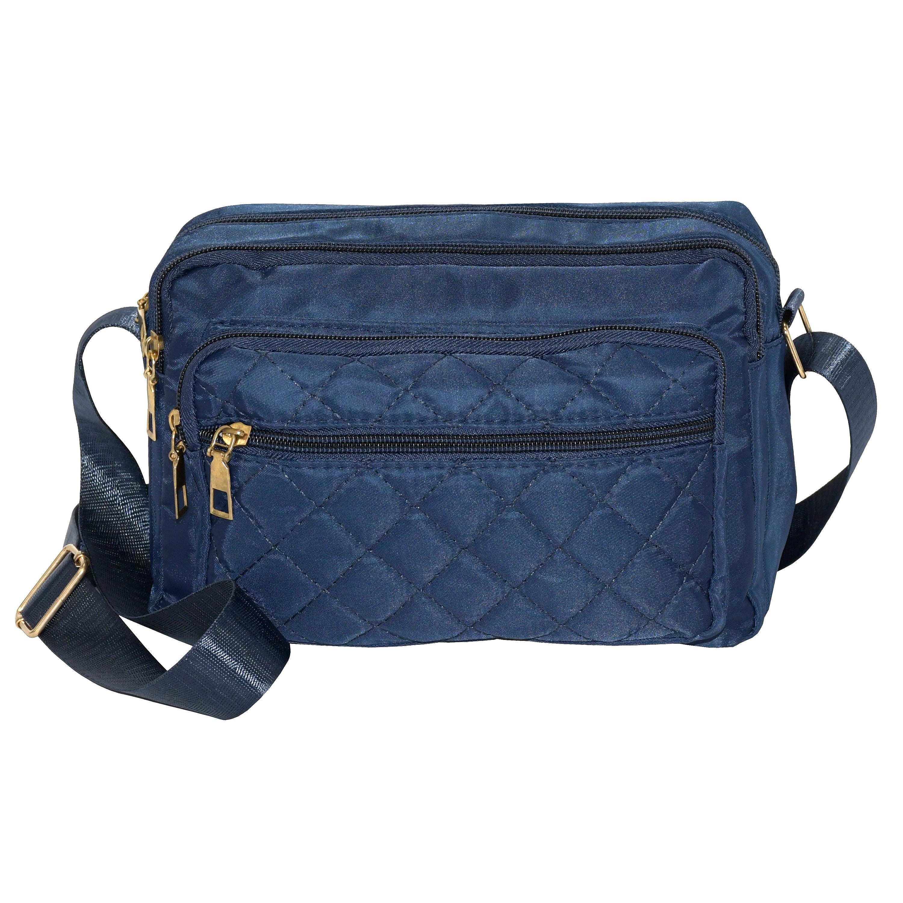 Nicci Polyester Cross-Body Quilted Bag, Navy (CBMGN01-NVY)