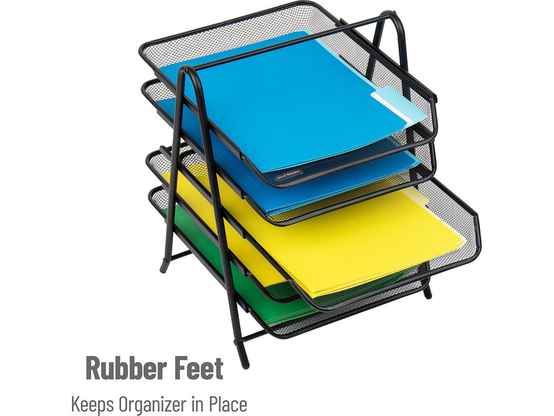 Mind Reader 5-Tier Paper Desk Tray and File Folder Set, Metal, Multi (5TFOLDERS-BLK)