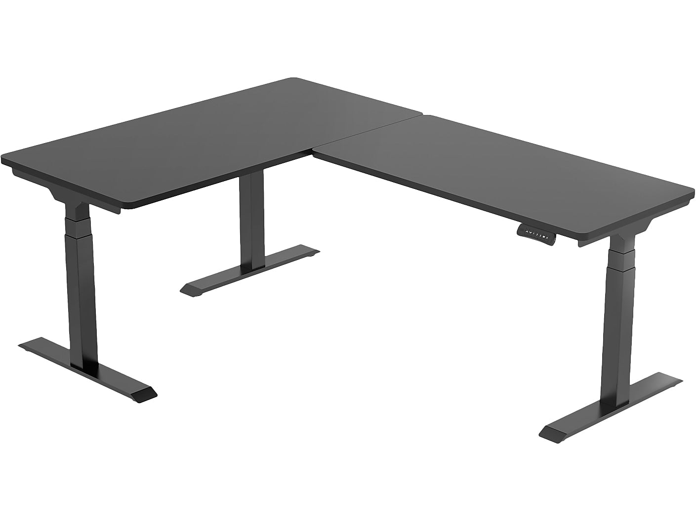 FlexiSpot E7 76"W Electric L-Shaped Adjustable Standing Desk, Black (E7LB557624BLK)