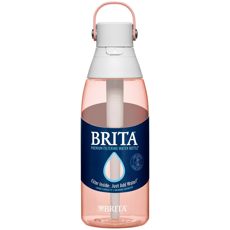Brita Plastic Filtered Water Bottle, 36 oz., Blush (36525)