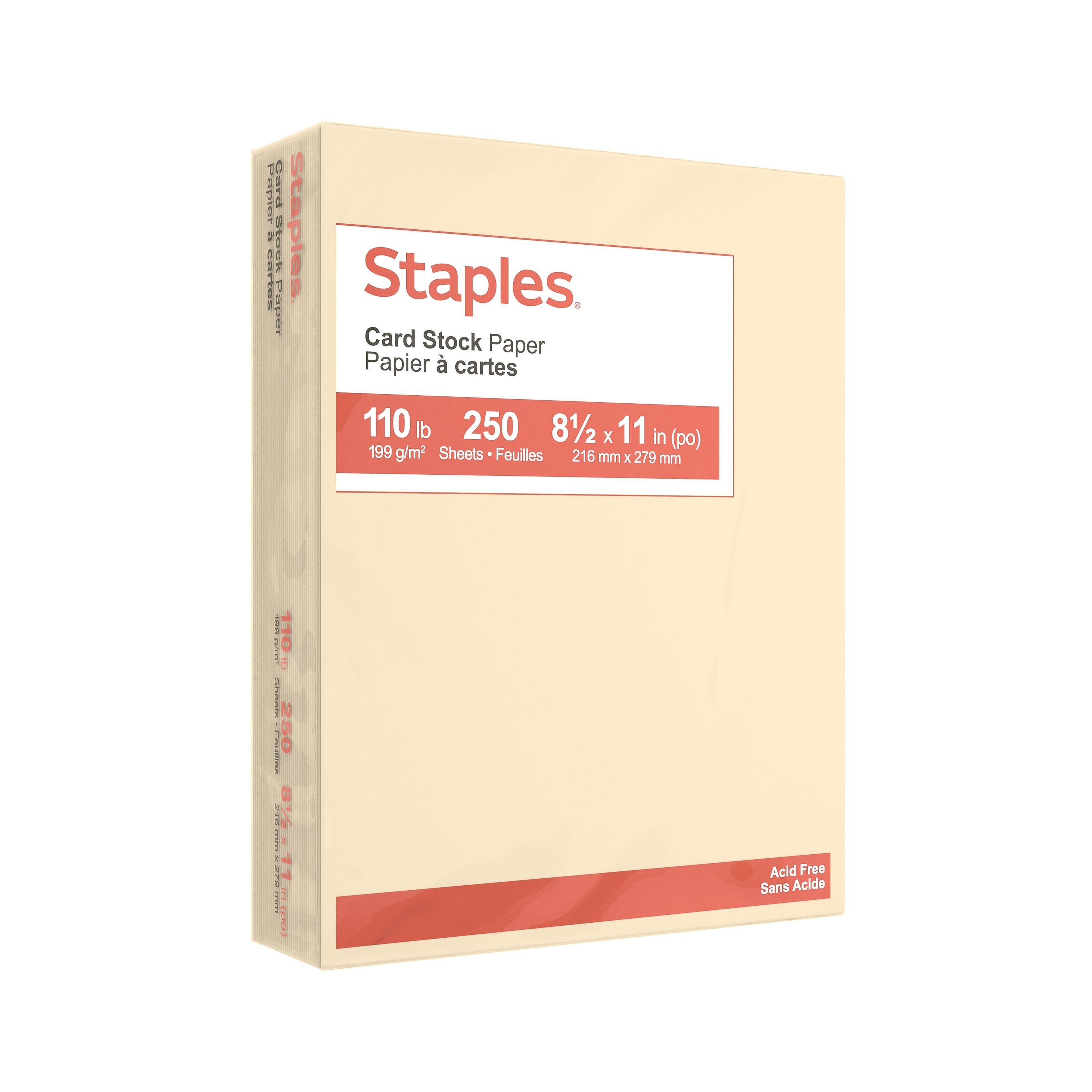 Staples 110 lb. Cardstock Paper, 8.5" x 11", Ivory, 250 Sheets/Ream (49703)