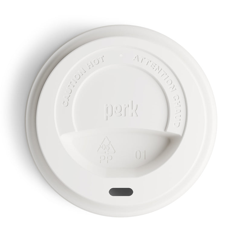 Perk™ Plastic Hot Cup Lid, 10/12/16 Oz., White, 50/Pack (PK54369)