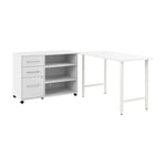 Bush Business Furniture Hustle 48"W Computer Desk and Storage Cabinet with Drawers and Shelves, White (HUS007WH)