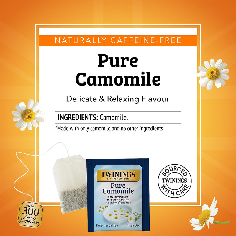 Twinings Pure Camomile Herbal Caffeine FreeTea Bags, 2.65 oz., 50/Box (TNA53651)