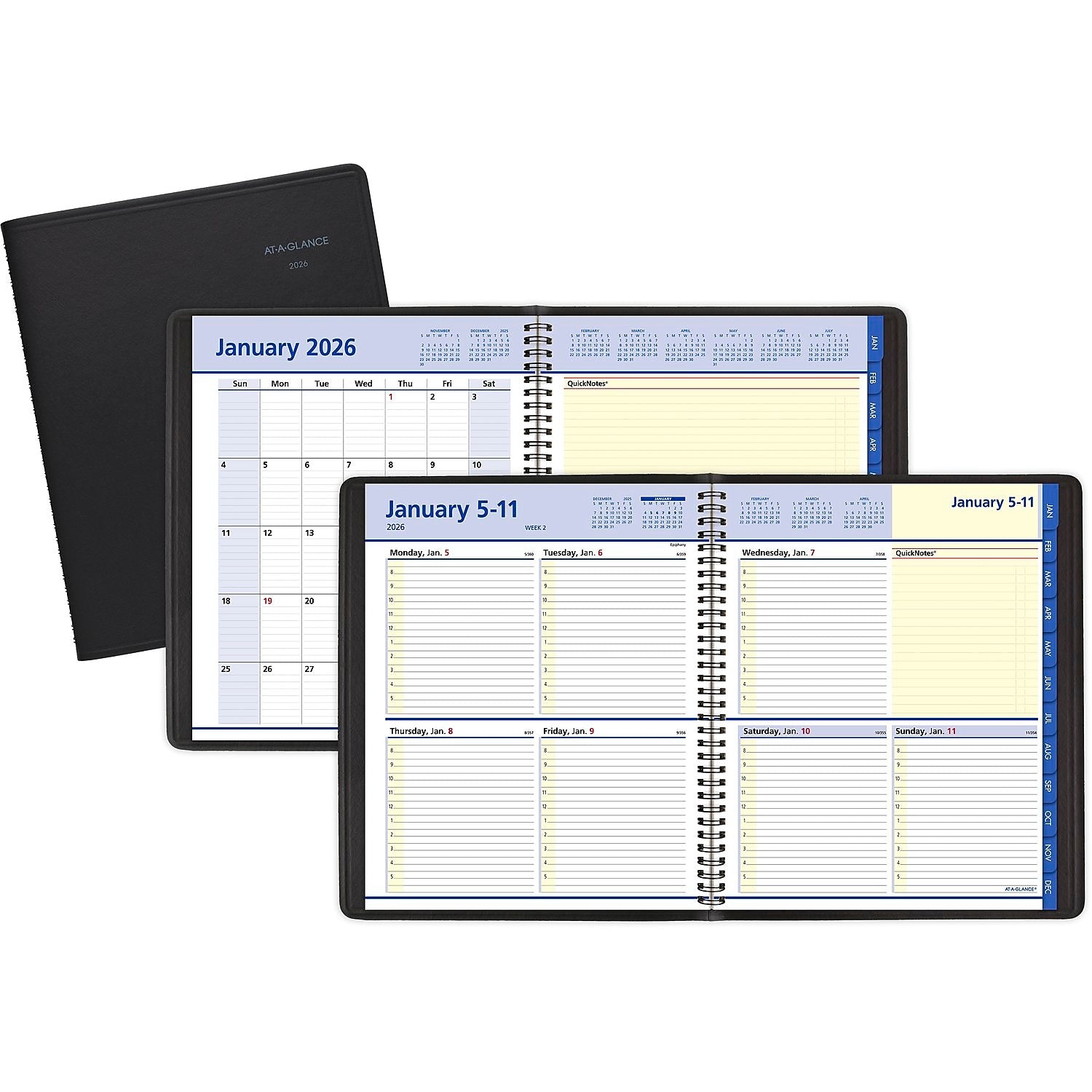 2026 AT-A-GLANCE QuickNotes 8" x 10" Weekly & Monthly Appointment Book, Faux Leather Cover, Black (76-01-05-26)