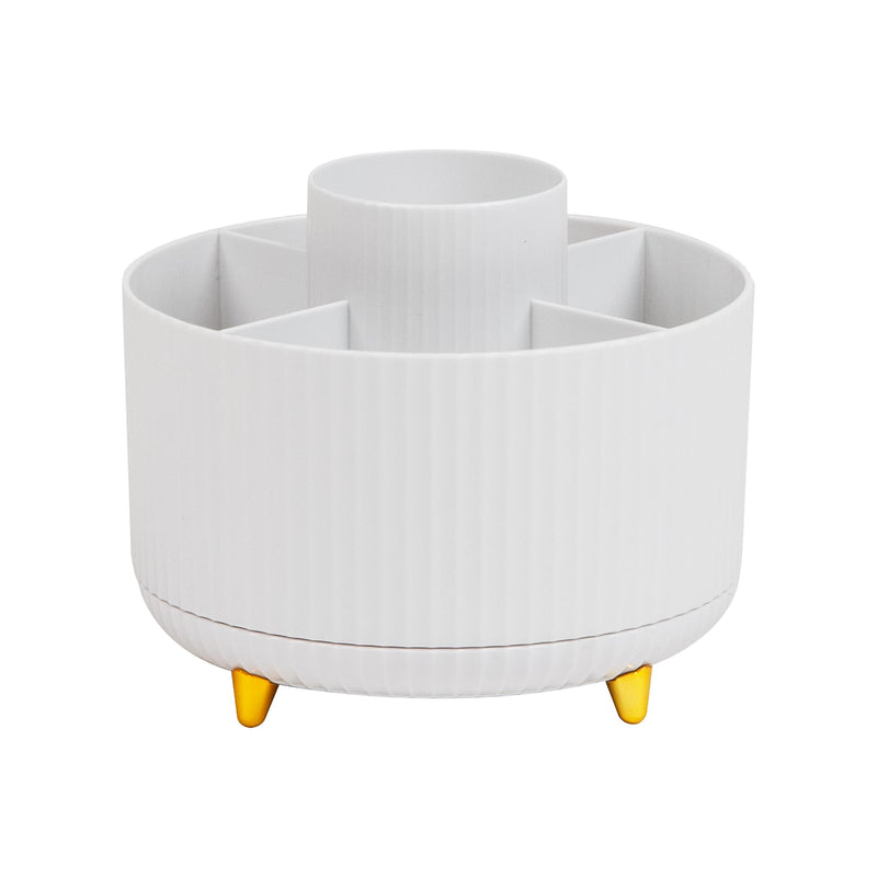 Mind Reader 5-Compartment Rotating Plastic Pen Holder, White (SPINPEN-WHT)