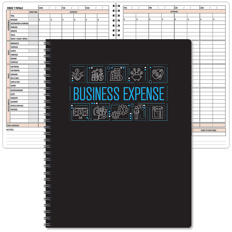Global Printed Products Business Expense Accounting Journal, 8.5" x 11", Black/Blue, (GPP-0116)