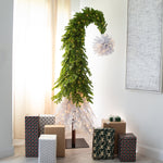 Nearly Natural 7-ft Holiday Green & White Santa’s Hat Christmas Tree with 500 LED lights and 1275 Bendable Branches (T4697)
