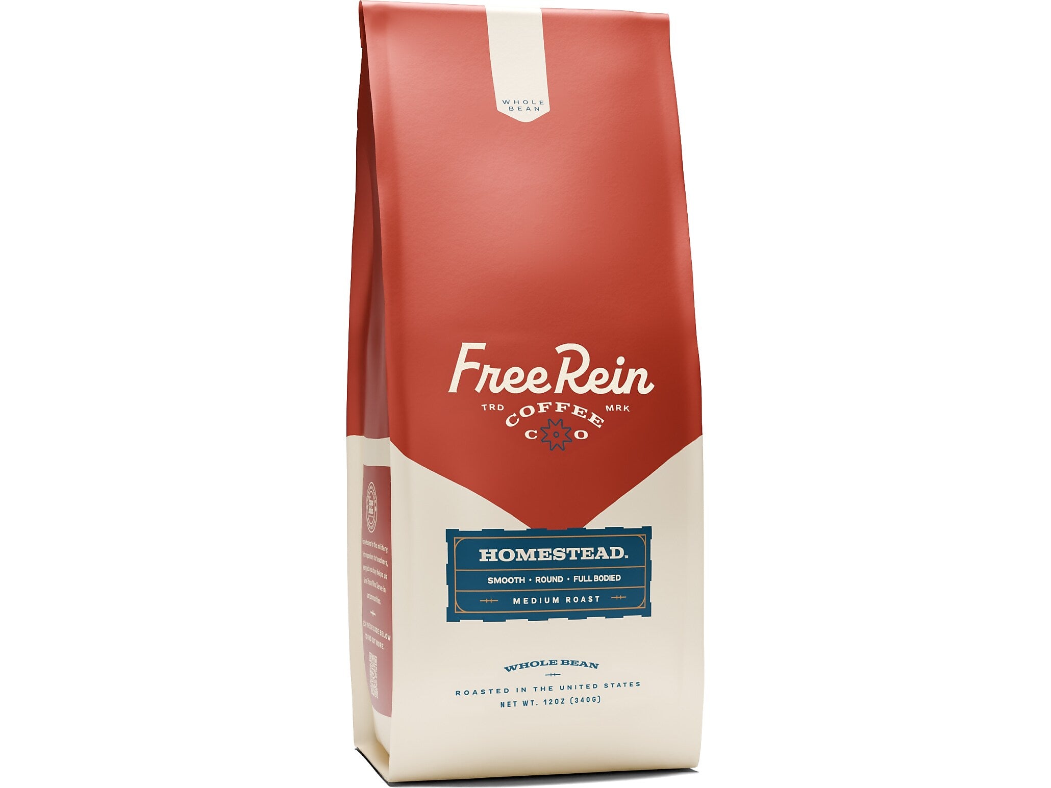 Free Rein Homestead Whole Bean Coffee Packet, Medium Roast, 12 oz. (810138360071)