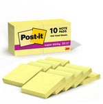 Post-it Super Sticky Notes, 1 7/8" x 1 7/8", Canary Collection, 90 Sheet/Pad, 10 Pads/Pack (62210SSCY)